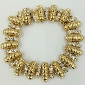 Signed JBK Gold Tone Clear Swarovski Crystal Linked Vintage Bracelet